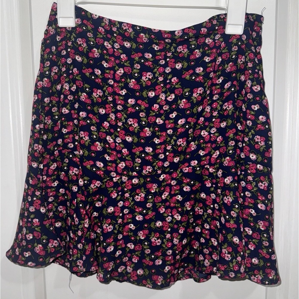 Altar'd State Navy And Pink Floral Mini Skirt Women's Size Medium